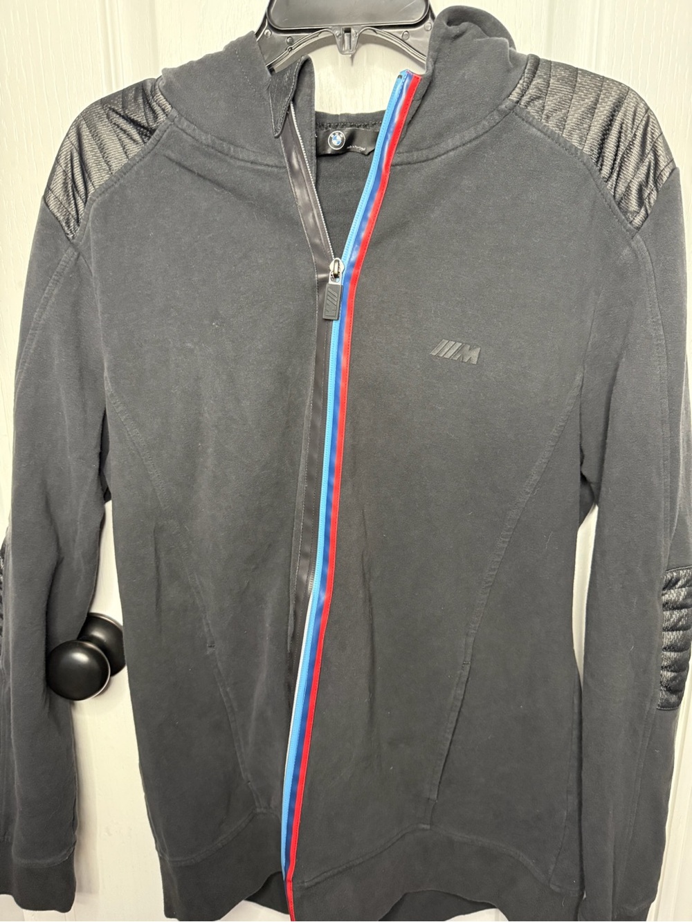 BMW Black Zip-Front Jacket with Blue and Red Trim